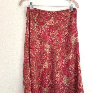 Vintage Pink/Red Paisley Silk Skirt